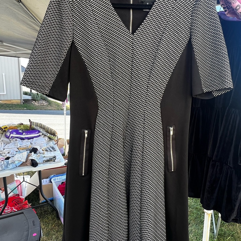 Chic Black and White Midi Dress
